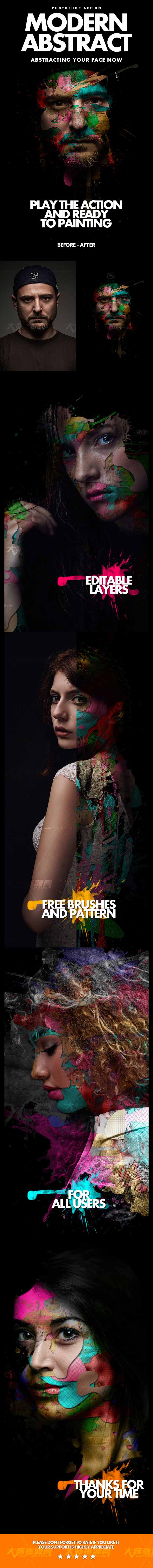 Modern Abstract Actions,PS动作－人体彩绘艺术